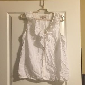 LOFT white L sleeveless blouse w/ ruffles